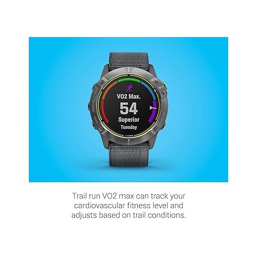 가민 Garmin Enduro, Ultraperformance Multisport GPS Watch with Solar Charging Capabilities, Battery Life Up to 80 Hours in GPS Mode, Steel with Gray UltraFit Nylon Band (Renewed)