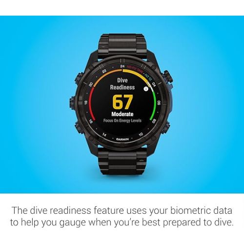 가민 Garmin Descent™ Mk3i, Dive Computer and Multisport GPS Smartwatch, Air Integration, Black Titanium