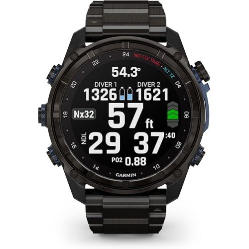 가민 Garmin Descent™ Mk3i, Dive Computer and Multisport GPS Smartwatch, Air Integration, Black Titanium