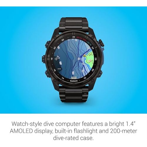 가민 Garmin Descent™ Mk3i, Dive Computer and Multisport GPS Smartwatch, Air Integration, Black Titanium