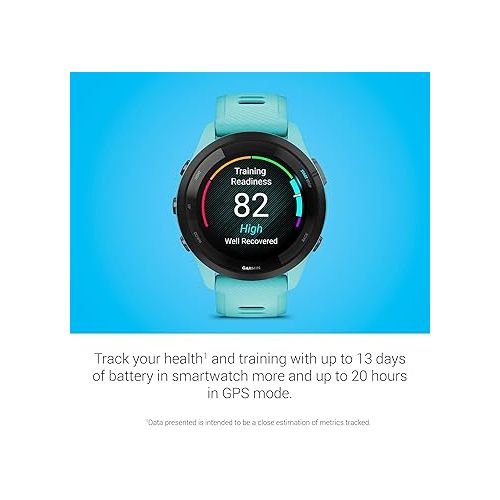 가민 Garmin Forerunner 265 Running Smartwatch, Colorful AMOLED Display, Training Metrics and Recovery Insights, Aqua and Black