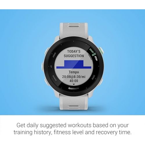 가민 Garmin Forerunner 55, GPS Running Watch with Daily Suggested Workouts, Up to 2 weeks of Battery Life, White