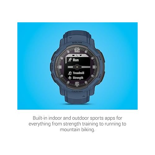 가민 Garmin Instinct Crossover Solar, Rugged Hybrid Smartwatch with Solar Charging Capabilities, Analog Hands and Digital Display, Tidal Blue, Adjustable