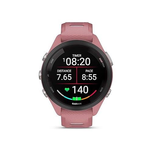 가민 Garmin Forerunner 265S Running Smartwatch, Colorful AMOLED Display, Training Metrics and Recovery Insights, Light Pink and Powder Gray