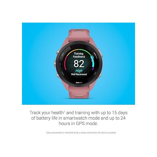 가민 Garmin Forerunner 265S Running Smartwatch, Colorful AMOLED Display, Training Metrics and Recovery Insights, Light Pink and Powder Gray