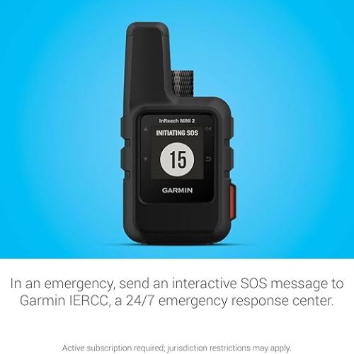 가민 Garmin inReach Mini 2, Lightweight and Compact Satellite Communicator, Hiking Handheld, Black