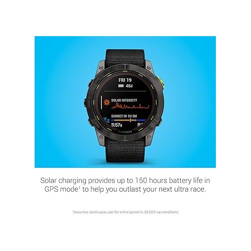 가민 Garmin Enduro™ 2 - Ultraperformance Watch, Long-Lasting GPS Battery Life, Solar Charging, Preloaded Maps (Renewed), Black