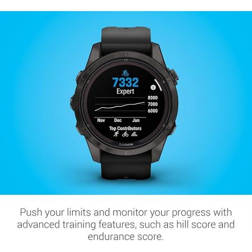 가민 Garmin f?nix 7S Pro Sapphire Solar, Multisport GPS Smartwatch, Built-in Flashlight, Solar Charging Capability, Black