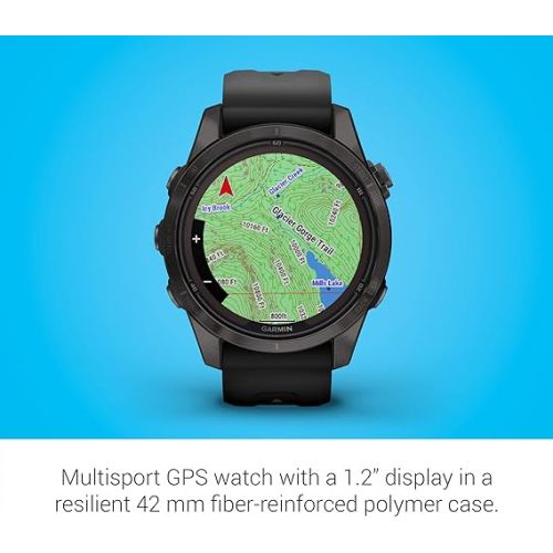 가민 Garmin f?nix 7S Pro Sapphire Solar, Multisport GPS Smartwatch, Built-in Flashlight, Solar Charging Capability, Black