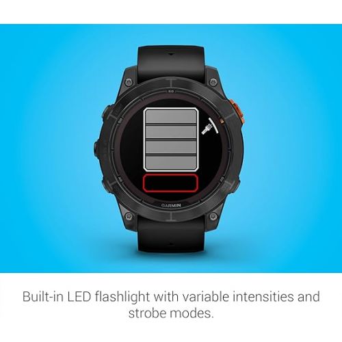 가민 Garmin f?nix 7 Pro Solar, Multisport GPS Smartwatch, Built-in Flashlight, Solar Charging Capability, Black