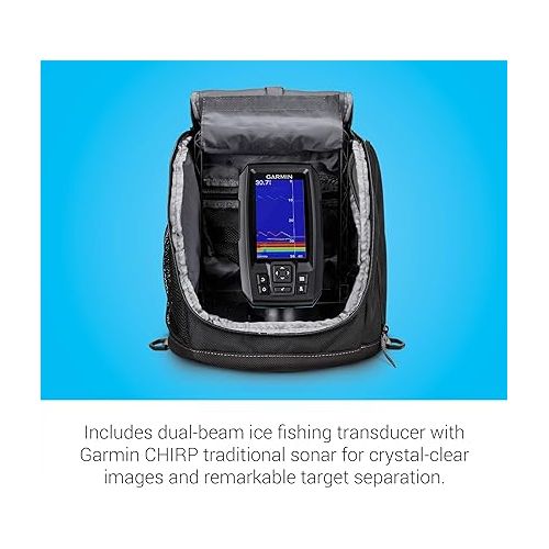 가민 Garmin STRIKER Plus 4 Ice Fishing Bundle, Includes Portable STRIKER Plus 4 Fishfinder and Dual Beam-IF Transducer