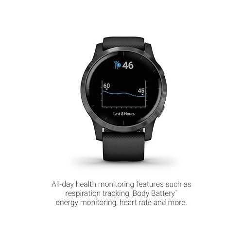 가민 Garmin 010-N2174-11 Vivoactive 4 Black with Slate Hardware GPS Fitness Smartwatch (Refurbished)
