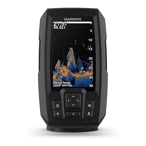 가민 Garmin Striker Vivid 4cv Bundle with Transducer and Protective Cover, 4-inch Color Fishfinder, Vivid Scanning Sonar Color Palettes 010-02550-00