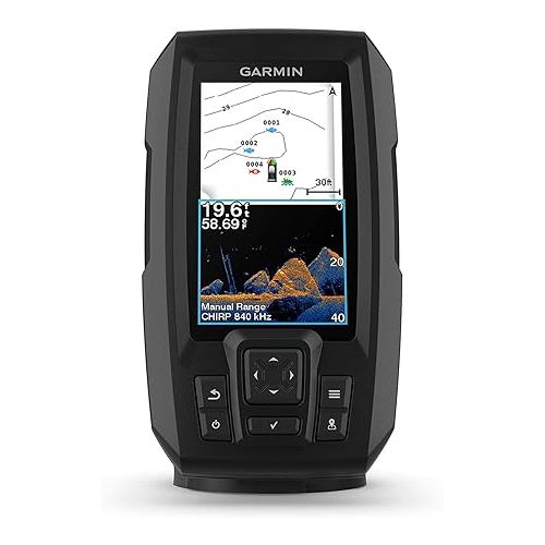 가민 Garmin Striker Vivid 4cv Bundle with Transducer and Protective Cover, 4-inch Color Fishfinder, Vivid Scanning Sonar Color Palettes 010-02550-00