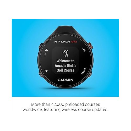 가민 Garmin Approach G12, Clip-on Golf GPS Rangefinder, 42k+ Preloaded Courses, 010-02555-00 (Renewed)