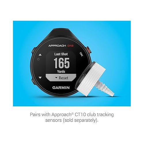 가민 Garmin Approach G12, Clip-on Golf GPS Rangefinder, 42k+ Preloaded Courses, 010-02555-00 (Renewed)