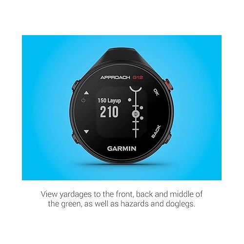 가민 Garmin Approach G12, Clip-on Golf GPS Rangefinder, 42k+ Preloaded Courses, 010-02555-00 (Renewed)