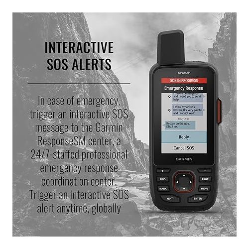 가민 Garmin GPSMAP 67i Rugged Hiking GPS Premium Handheld inReach Satellite Technology, Two-Way Messaging, Interactive SOS, Mapping Bundle with Accessories