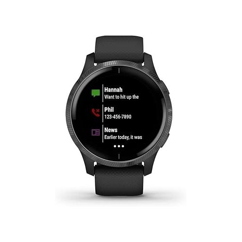 가민 Garmin Venu, GPS Smartwatch with Bright Touchscreen Display, Features Music, Body Energy Monitoring, Animated Workouts, Pulse Ox Sensor and More, Black, 010-N2173-11 (Renewed)
