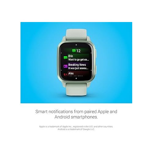 가민 Garmin Venu® Sq 2 GPS Smartwatch, All-Day Health Monitoring, Long-Lasting Battery Life, AMOLED Display, Cool Mint (Renewed)