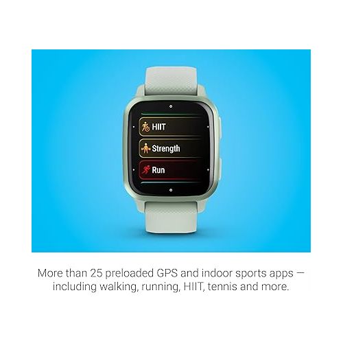가민 Garmin Venu® Sq 2 GPS Smartwatch, All-Day Health Monitoring, Long-Lasting Battery Life, AMOLED Display, Cool Mint (Renewed)
