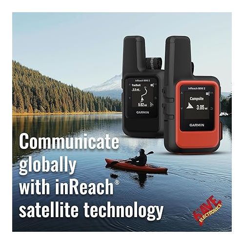 가민 Garmin inReach Mini 2 Satellite Communicator, Lightweight Compact Rugged Design, Portable GPS Handheld for Hiking, Two-way Text Messaging Device Bundle with Accessories (Flame Red)