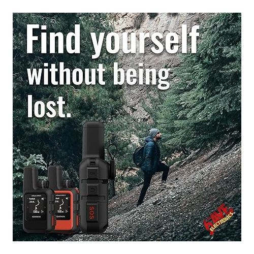 가민 Garmin inReach Mini 2 Satellite Communicator, Lightweight Compact Rugged Design, Portable GPS Handheld for Hiking, Two-way Text Messaging Device Bundle with Accessories (Flame Red)