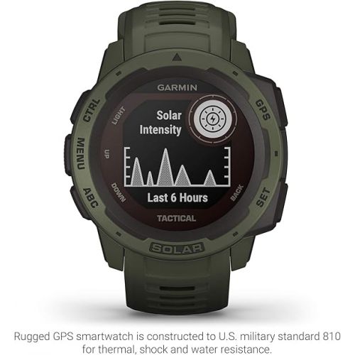 가민 Garmin Instinct, Rugged Outdoor Smartwatch with Solar Charging Capabilities and Tactical Features, Built-in Sports Apps and Health Monitoring, Moss Green