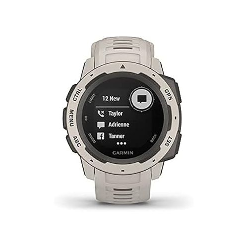 가민 Garmin 010-02064-01 Instinct, Rugged Outdoor Watch with GPS, Features GLONASS and Galileo, Heart Rate Monitoring and 3-axis Compass, Tundra, 1.27 inches (Renewed)