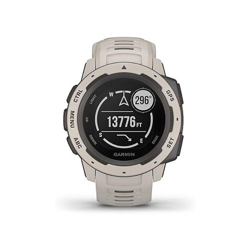 가민 Garmin 010-02064-01 Instinct, Rugged Outdoor Watch with GPS, Features GLONASS and Galileo, Heart Rate Monitoring and 3-axis Compass, Tundra, 1.27 inches (Renewed)