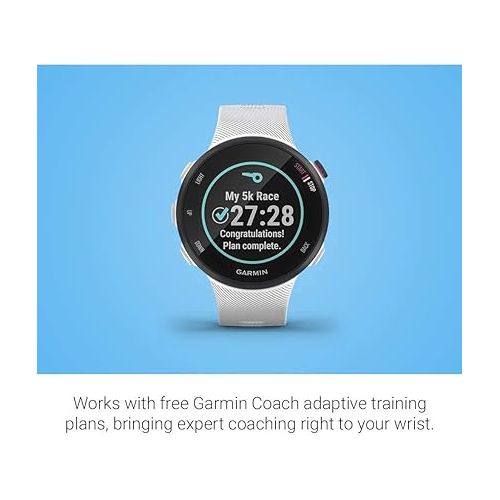 가민 Garmin Forerunner 45S GPS Heart Rate Monitor Running Smartwatch - (Renewed) Bundle with Fitness & Wellness Suite (WEYV, Yoga Vibes, Daily Burn)