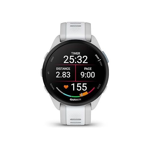 가민 Garmin Forerunner 165, Running Smartwatch, Colorful AMOLED Display, Training Metrics and Recovery Insights, Whitestone