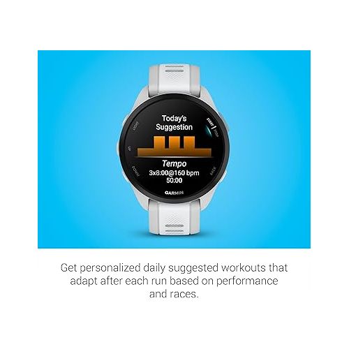 가민 Garmin Forerunner 165, Running Smartwatch, Colorful AMOLED Display, Training Metrics and Recovery Insights, Whitestone