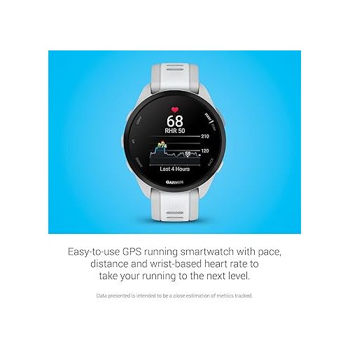 가민 Garmin Forerunner 165, Running Smartwatch, Colorful AMOLED Display, Training Metrics and Recovery Insights, Whitestone