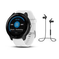 Garmin vivoactive 3 Music GPS-Fitness-Smartwatch - Music-Player fuer bis zu 500 Songs - Armband: Weiss, inkl. Silikon Wechselarmband schwarz und Bluetooth Headset