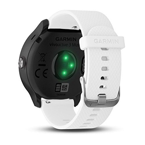 가민 Garmin vivoactive 3 Music GPS-Fitness-Smartwatch  Music-Player fuer bis zu 500 Songs - Armband: Weiss, inkl. Silikon Wechselarmband schwarz