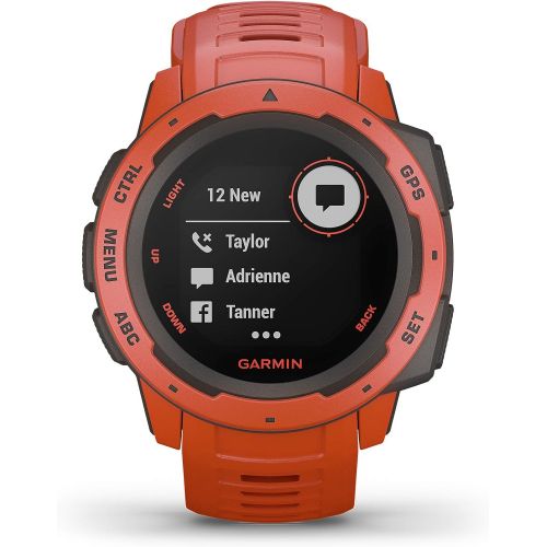 가민 [아마존베스트]Garmin Instinct, Rugged Outdoor Watch with GPS, Features GLONASS and Galileo, Heart Rate Monitoring and 3-Axis Compass, Red