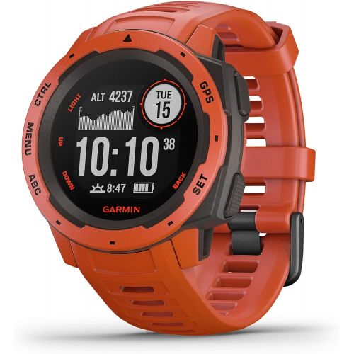 가민 [아마존베스트]Garmin Instinct, Rugged Outdoor Watch with GPS, Features GLONASS and Galileo, Heart Rate Monitoring and 3-Axis Compass, Red