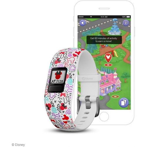 가민 [아마존베스트]Garmin Vivofit Jr 2, Kids Fitness/Activity Tracker, 1-Year Battery Life, Adjustable Band, minnie mouse