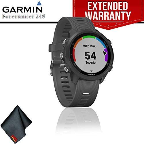 가민 [아마존베스트]Garmin Forerunner 245 GPS Running Smartwatch (Slate Gray) + Extended Warranty + Cleaning Cloth