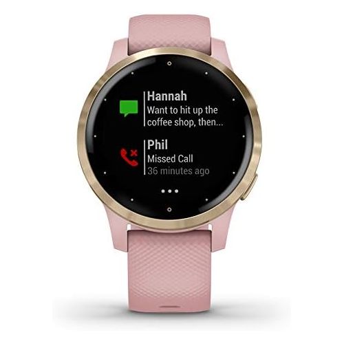 가민 [아마존베스트]Garmin vivoactive 4S, Smaller-Sized GPS Smartwatch, Features Music, Body Energy Monitoring, Animated Workouts, Pulse Ox Sensors and More, Light Gold with Light Pink Band