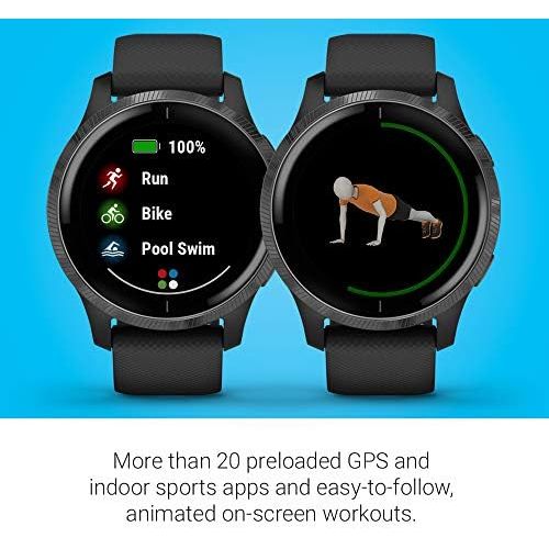 가민 [아마존베스트]Garmin Venu, GPS Smartwatch with Bright Touchscreen Display, Features Music, Body Energy Monitoring, Animated Workouts, Pulse Ox Sensor and More, Black, 010-02173-11