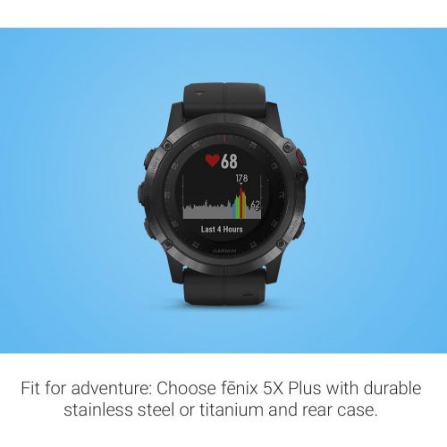 가민 [아마존베스트]Garmin fnix 5X Plus, Ultimate Multisport GPS Smartwatch, Features Color Topo Maps and Pulse Ox, Heart Rate Monitoring, Music and Pay, Black with Black Band