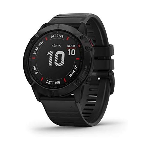 가민 [아마존베스트]Garmin Fenix 6X Sapphire, Premium Multisport GPS Watch, features Mapping, Music, Grade-Adjusted Pace Guidance and Pulse Ox Sensors, Dark Gray with Black Band
