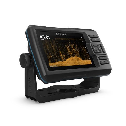 가민 Garmin Striker Plus 5cv with Transducer, 5 GPS Fishfinder with CHIRP Traditional and ClearVu Scanning Sonar Transducer and Built In Quickdraw Contours Mapping Software