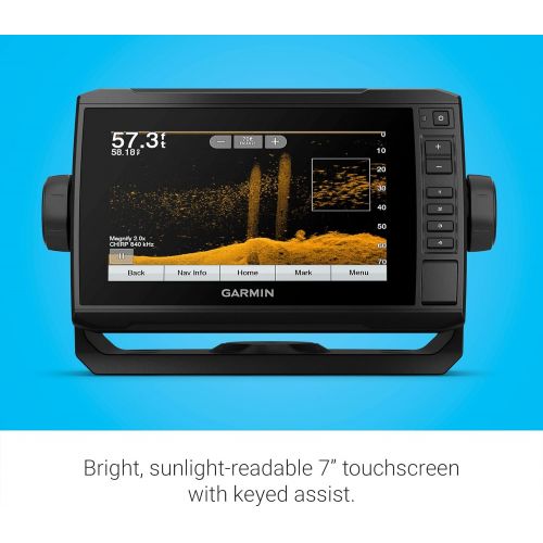 가민 Garmin ECHOMAP UHD 74Cv, 7 Keyed-Assist Touchscreen Chartplotter with U.S. BlueChart G3 and GT24UHD-TM Transducer