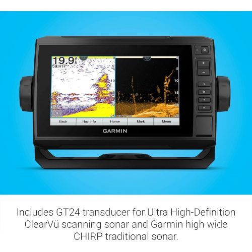 가민 Garmin ECHOMAP UHD 74Cv, 7 Keyed-Assist Touchscreen Chartplotter with U.S. BlueChart G3 and GT24UHD-TM Transducer