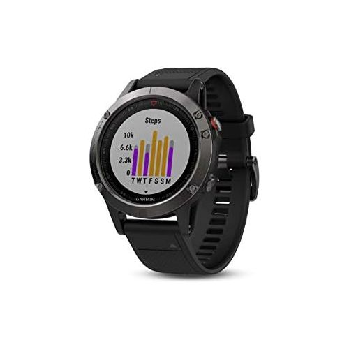 가민 Garmin fnix 5, Premium and Rugged Multisport GPS Smartwatch, Slate Gray/Black Band, 47 MM