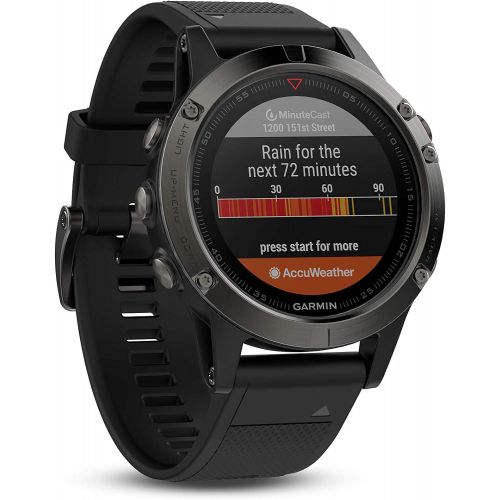 가민 Garmin fnix 5, Premium and Rugged Multisport GPS Smartwatch, Slate Gray/Black Band, 47 MM