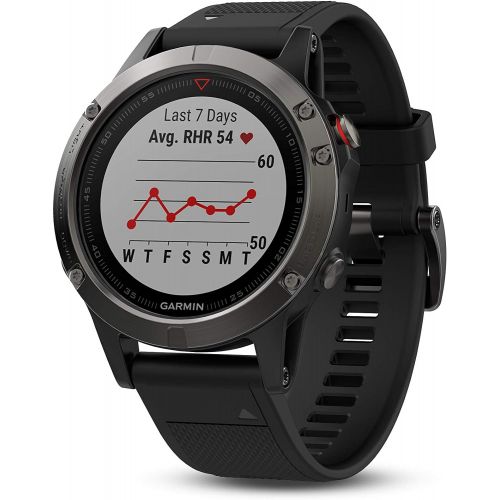 가민 Garmin fnix 5, Premium and Rugged Multisport GPS Smartwatch, Slate Gray/Black Band, 47 MM